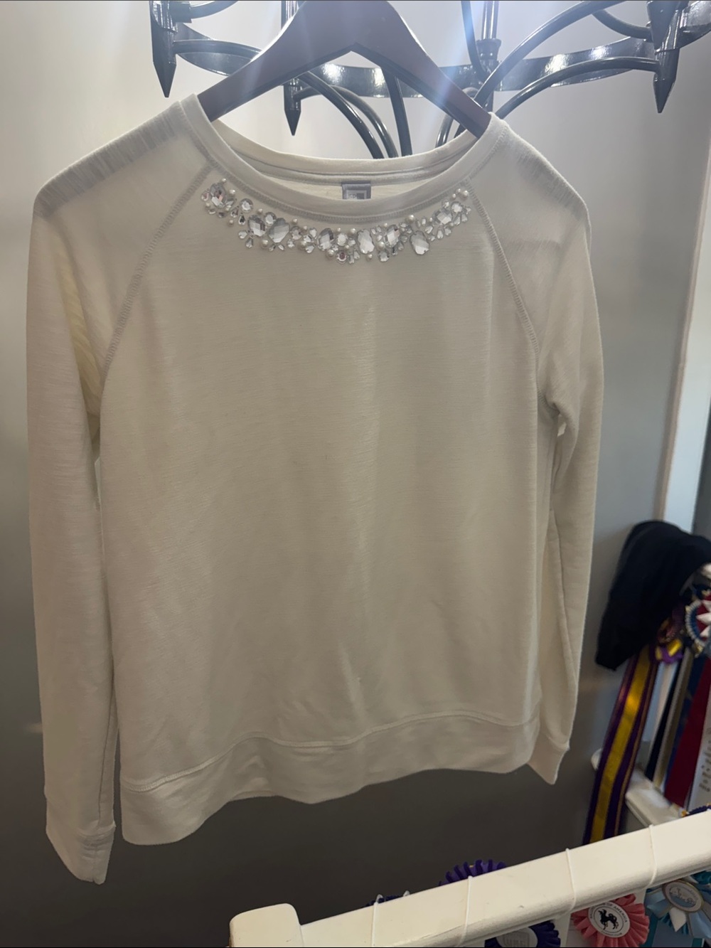 jcpenney Cream Jeweled Crewneck Sweatshirt